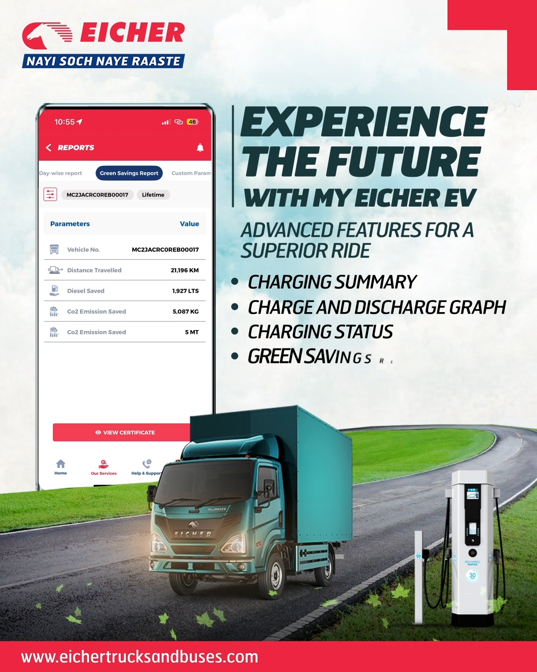 Powering your EV journey My Eicher offers top notch features for your electric vehicles from real time charging ins...