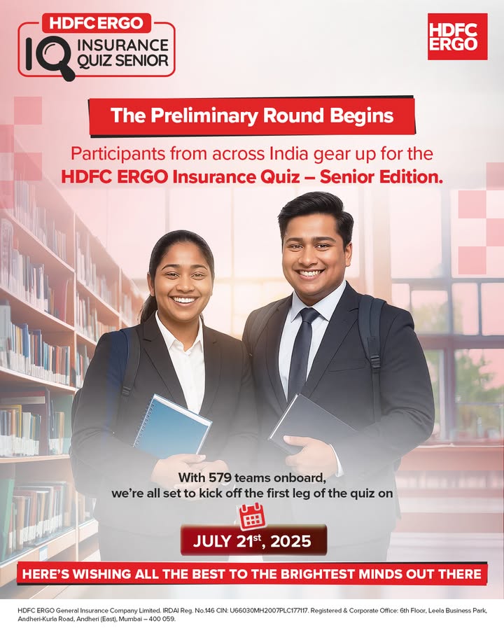 Get ready, because the Preliminary round of the inaugural edition of the HDFC ERGO Insurance Quiz Senior is officially u...