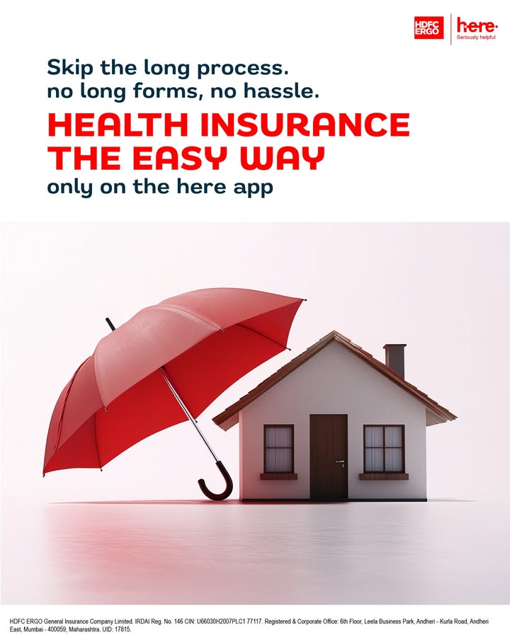 Who said health insurance has to be hard Get it done. Get it Here. HDFCERGO HereApp InsuranceMadeEasy
