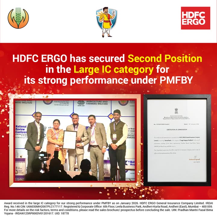 Were proud to share that HDFCERGO has been awarded second best Insurance Company in the large category companies segment at...