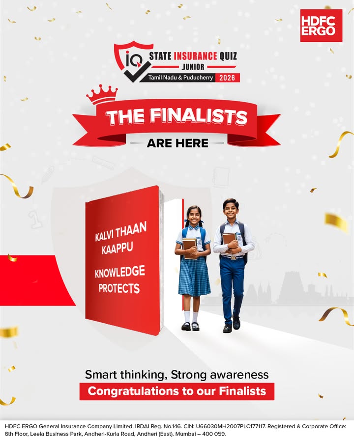 Congratulations to the 8 finalists of the State Insurance Quiz, Junior Tamil Nadu Puducherry 2026