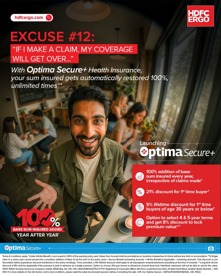  Making a claim will reduce my coverage Still holding onto that excuse With HDFC ERGO s New Optima Secure Health ...