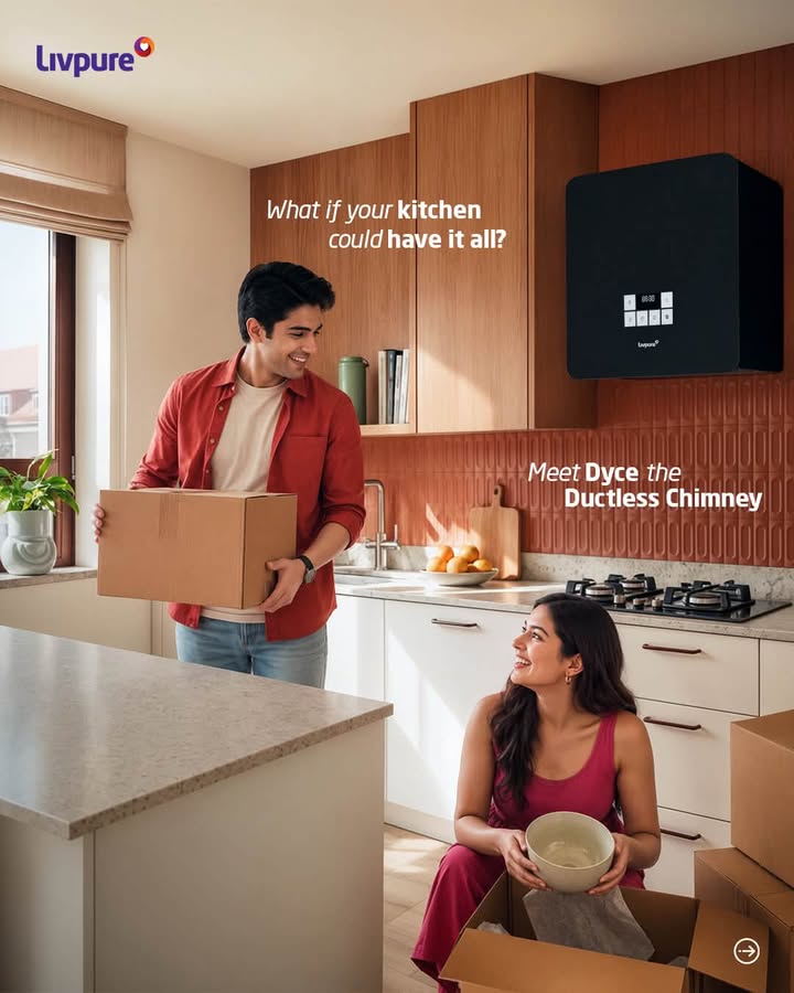 Meet the Livpure Dyce Ductless Chimney, designed to fit seamlessly into modern homes without the hassle of ducting