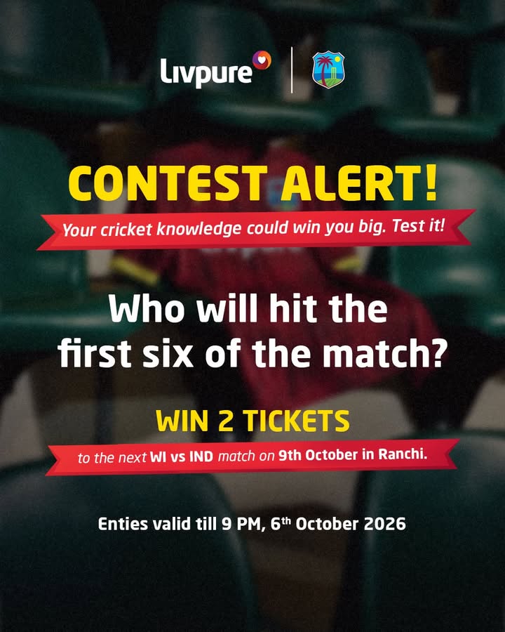 Comment below your answers, and stand a chance to win 2 tickets to watch the next WI vs IND match in Ranchi, Jharkhand on 9...