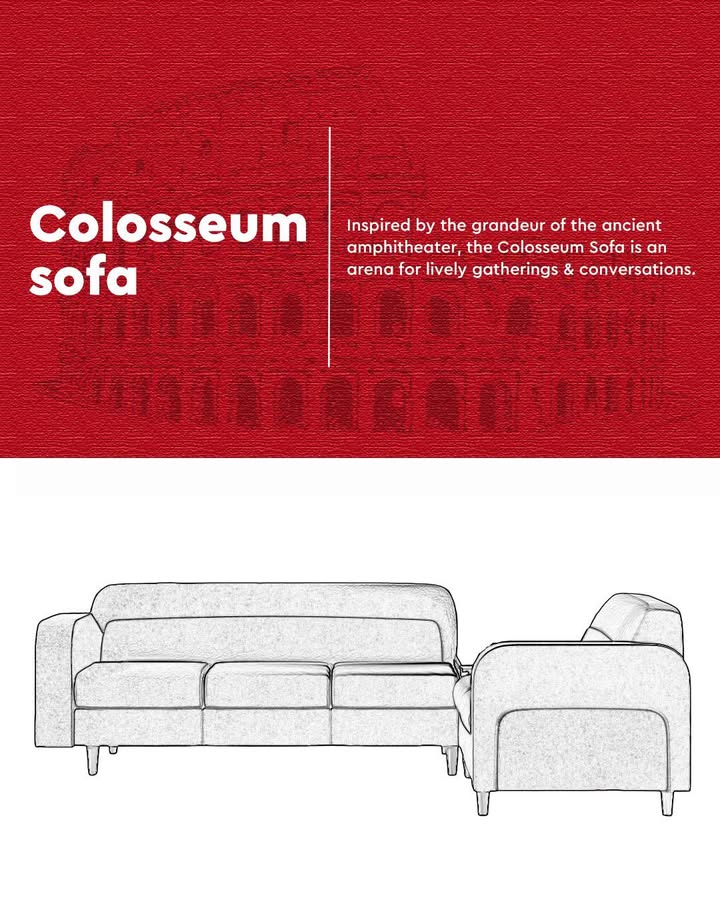 The Colosseum Sofas arch like armrests, spacious seating, and multipurpose corners bring history home, an arena for gatherin...