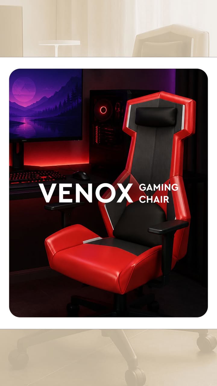 Our Venox Gaming Chair was designed as a futuristic powerhouse engineered for maximum control, magnetic precision, and total...