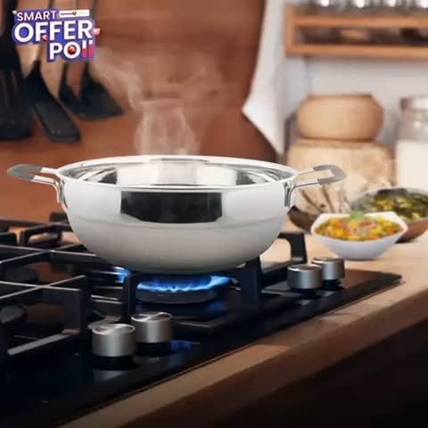 Get the stainless steel triply kadai with a silico lowest price at SMART Bazaar SMARTBazaar SmartOfferPoll Offers Disc...