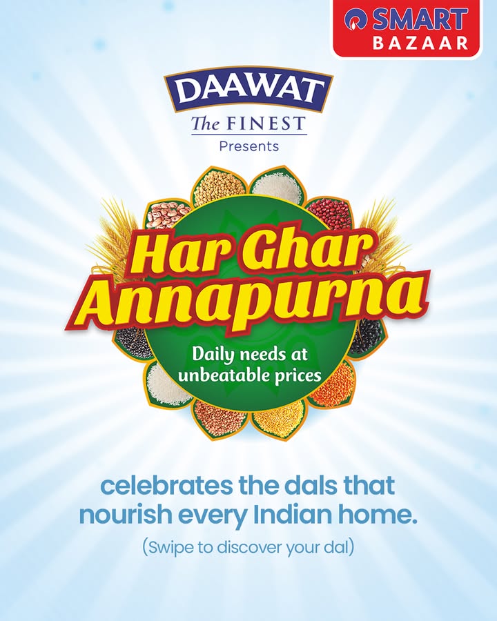 From the sambars of Karnataka to the chillas of Rajasthan, discover the dals that define Indian kitchens. Swipe to find your favourite, and bring home the staples India trusts. Visit SMART Bazaar. SMARTBazaar HarGharAnnapurna KnowYourDals From the sambars of Karnataka to the chillas of Rajasthan, discover the dals that define Indian kitchens