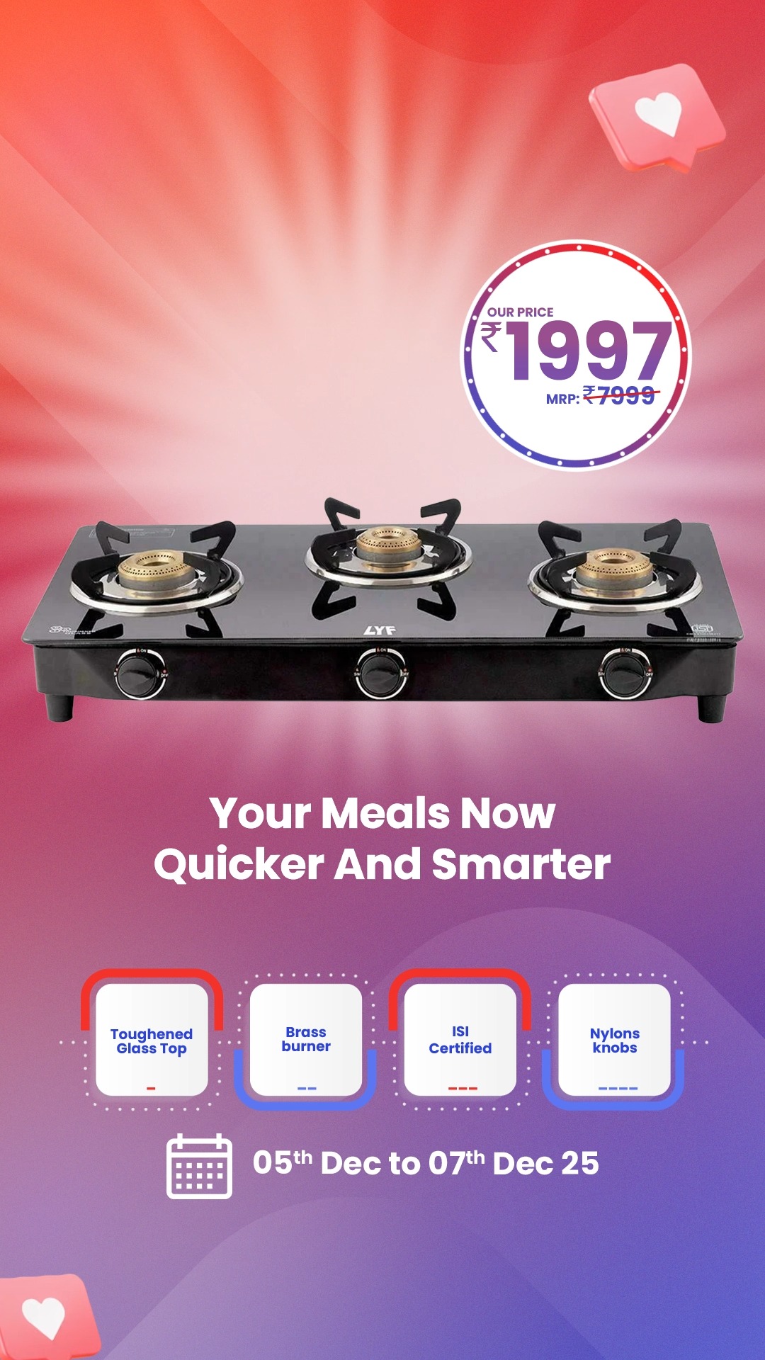 Some mornings need chai, parathas and kid s tiffin together. A 3 burner stove simply makes life easier