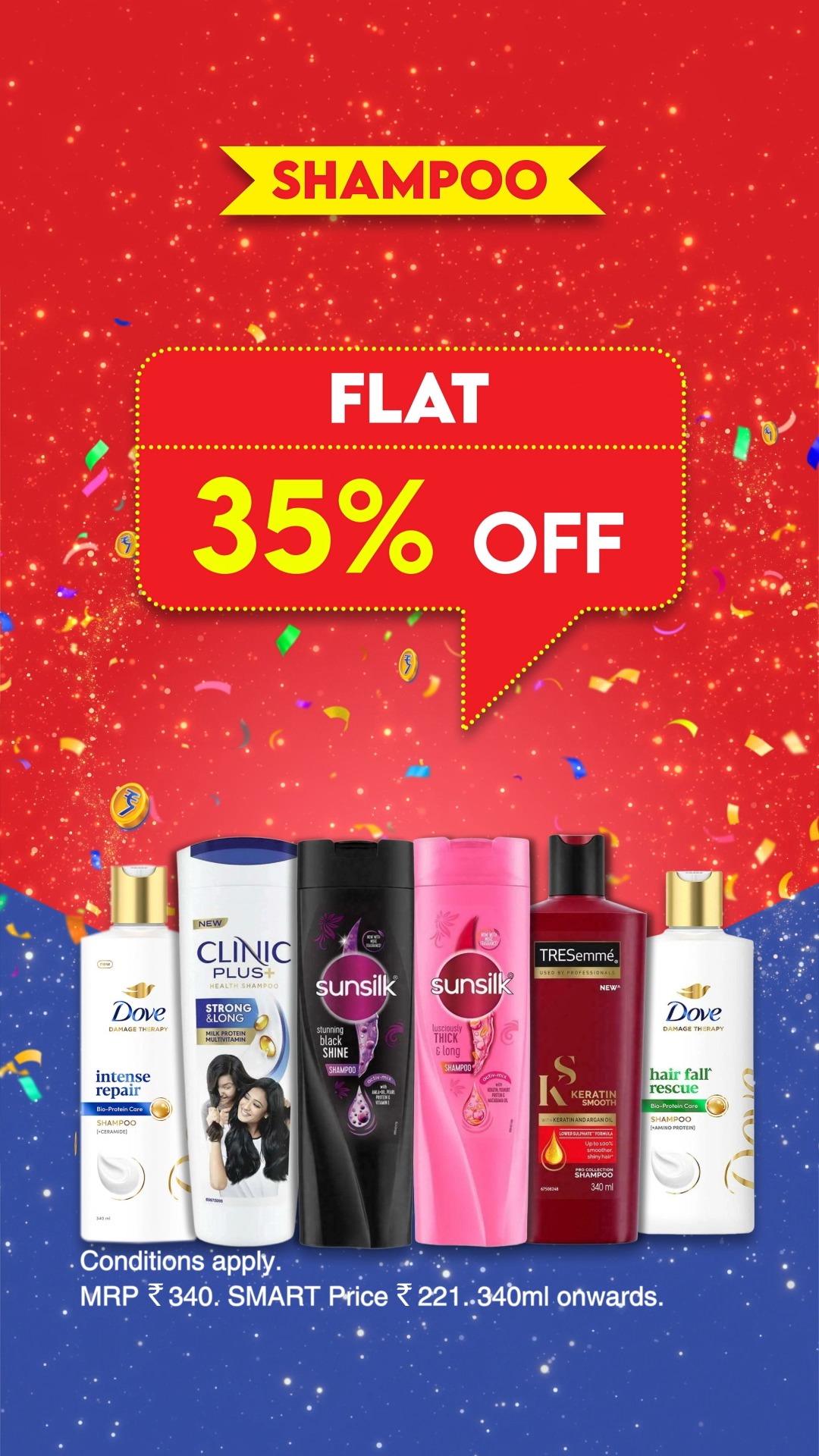 SMART Bazaar Full Paisa Vasool Sale mein Shampoos pe minimum 35 OFF