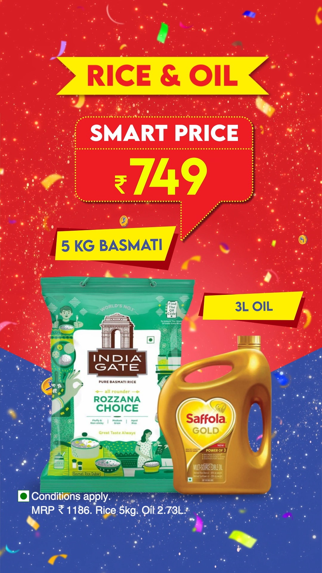 SMART Bazaar Full Paisa Vasool Sale mein Rice Oil combo sirf 749 mein