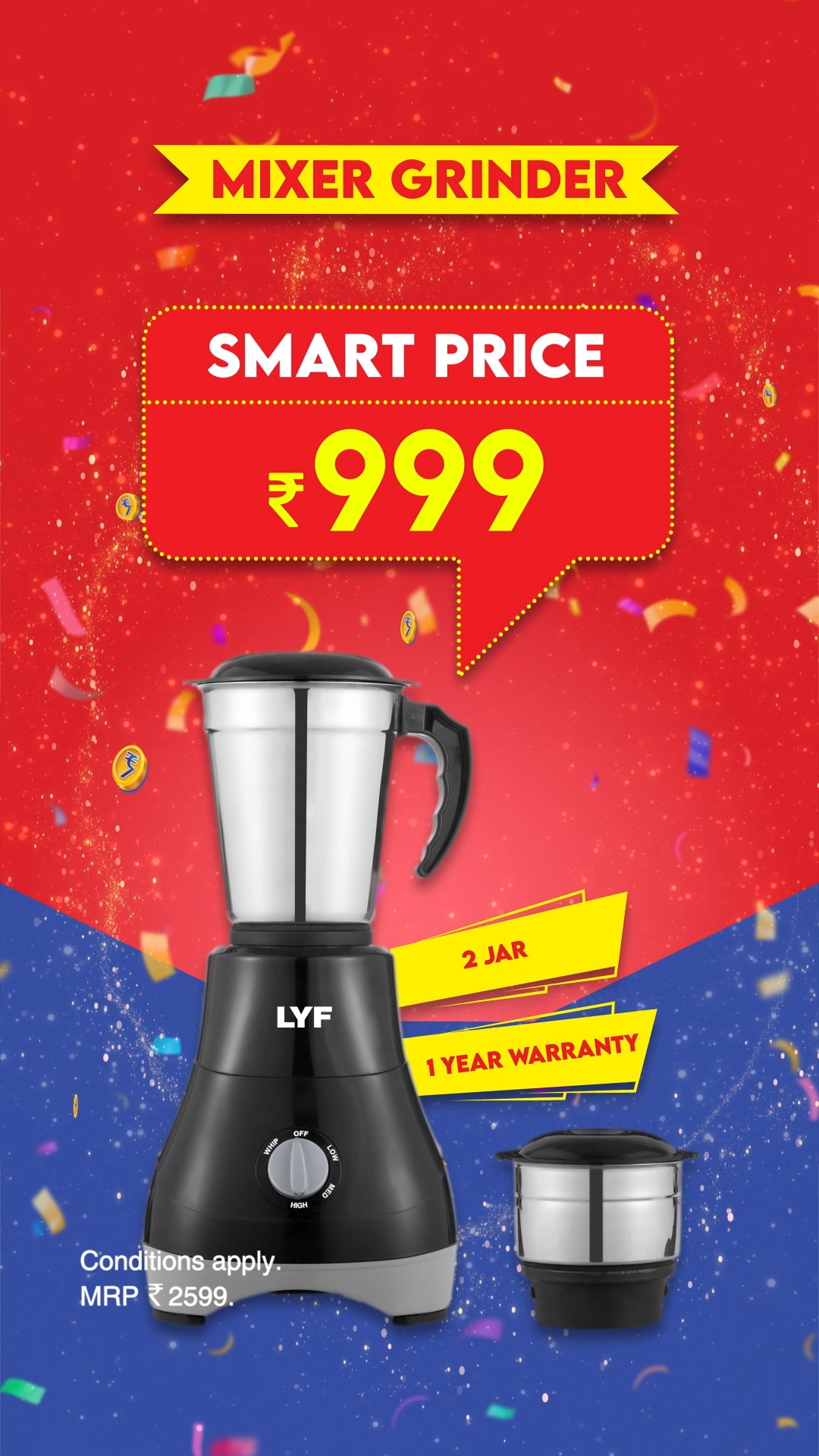 SMART Bazaar Full Paisa Vasool Sale mein Mixer Grinder sirf 999