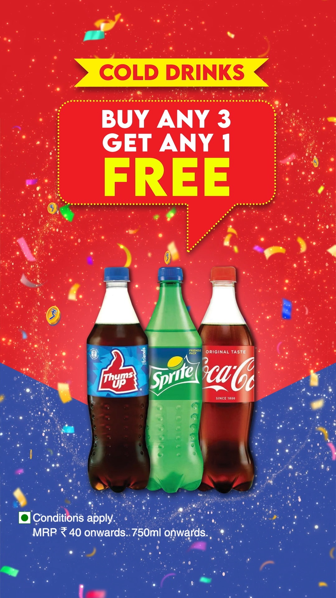 SMART Bazaar Full Paisa Vasool Sale mein cold drinks par Buy any 3, get any 1 FREE