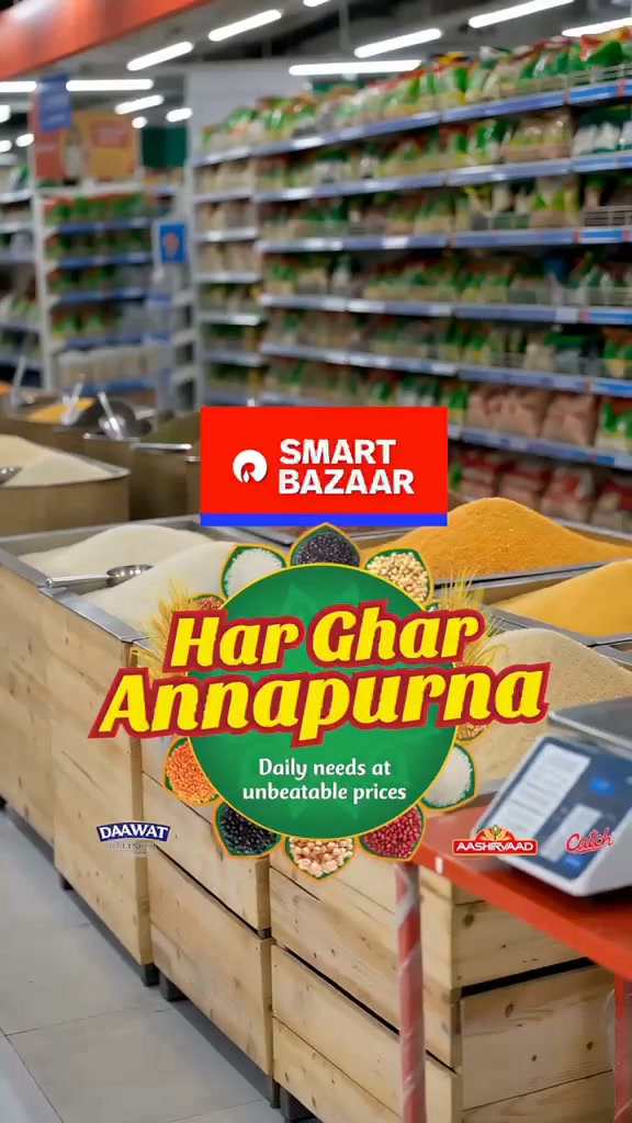 Ab roz khane me daawat ki khushboo mehkegi Jab Har Ghar Annapurna me milega sab saste se bhi sasta SMARTBazaar HarGharA...