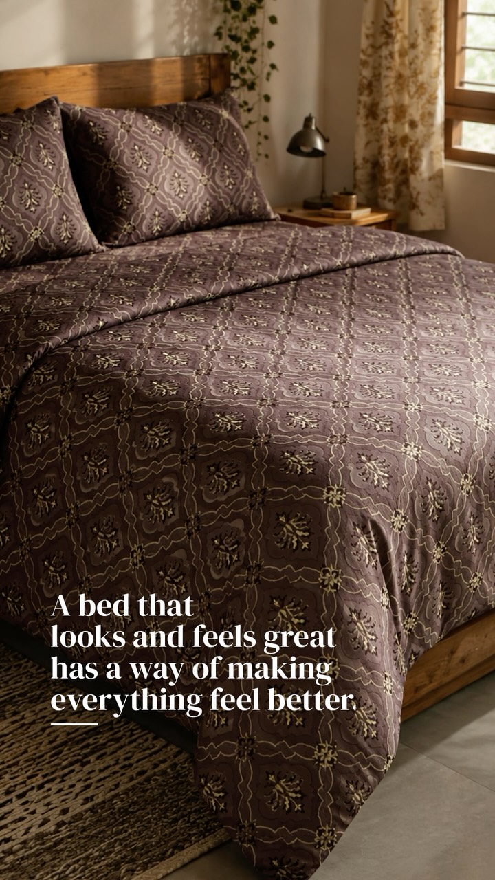 Make every nights sleep even more inviting with the Raymond Hazel Double Bedsheet Set, designed with coordinated pillow cove...