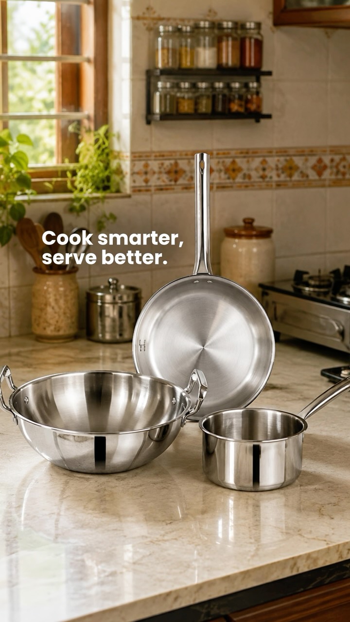Give your everyday cooking a smart upgrade with the Bergner Tripro Triply 3pc Cookware Set