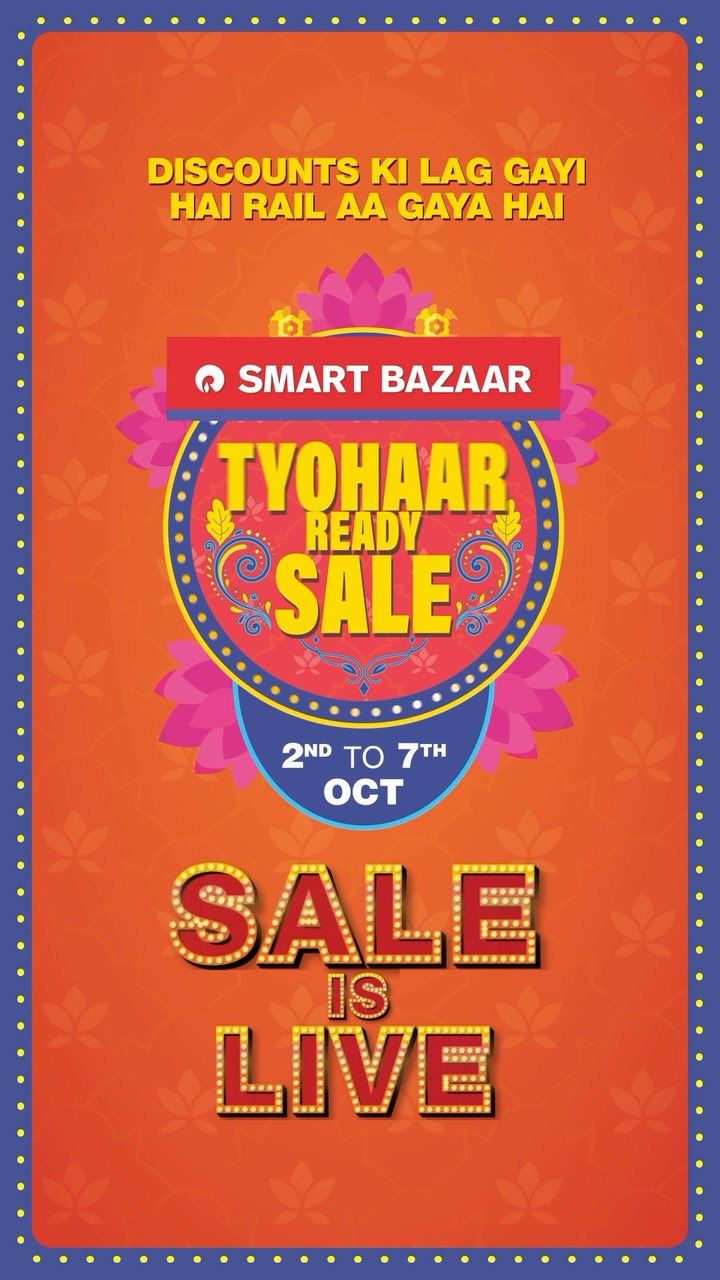 Tyohaar ki shopping ka intezaar khatam Discounts ki lagi hai rail SMART Bazaar ki Tyohaar Ready Sale is now LIVE Toh ...