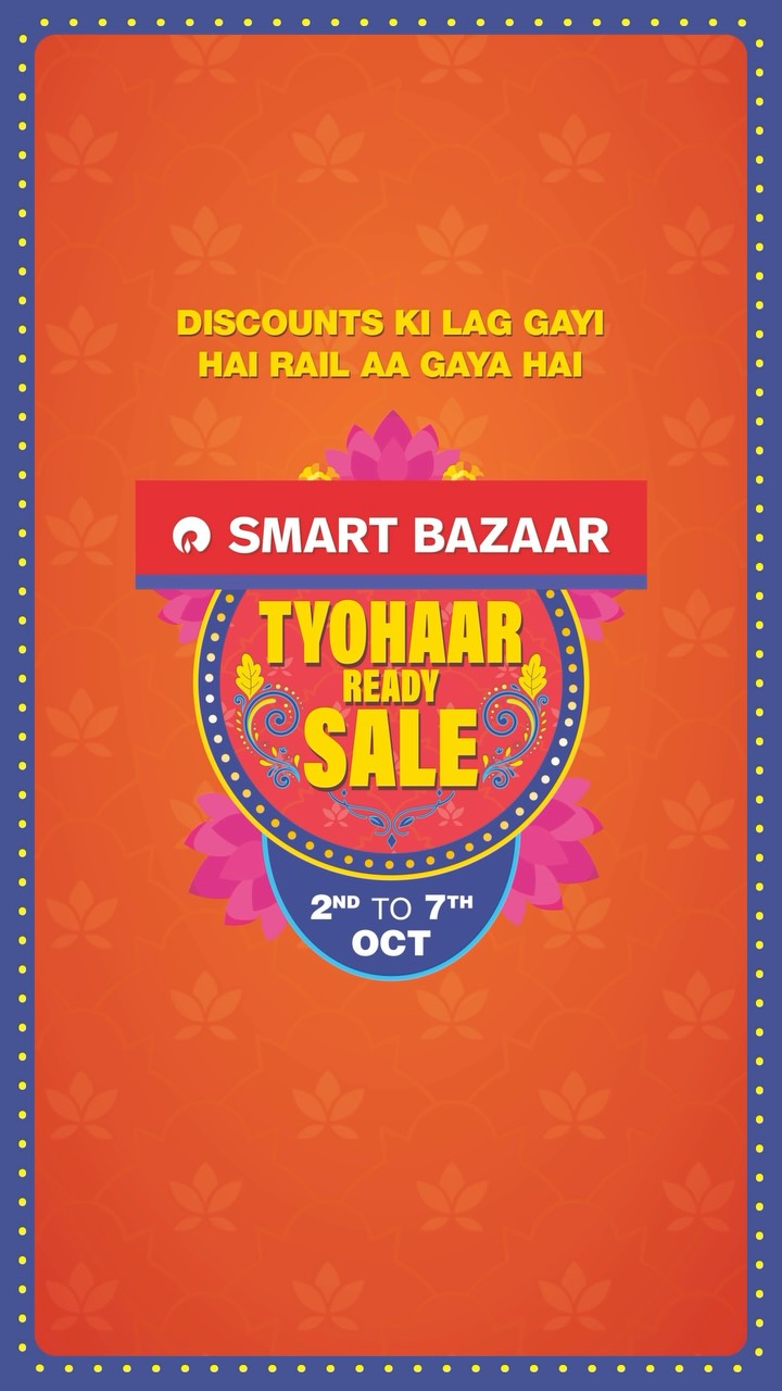 Tyohaar Ready Sale ka bas 1 din baaki Abhi SMART Bazaar aao aur offers ka full fayda uthao SMARTBazaar Tyohaar...