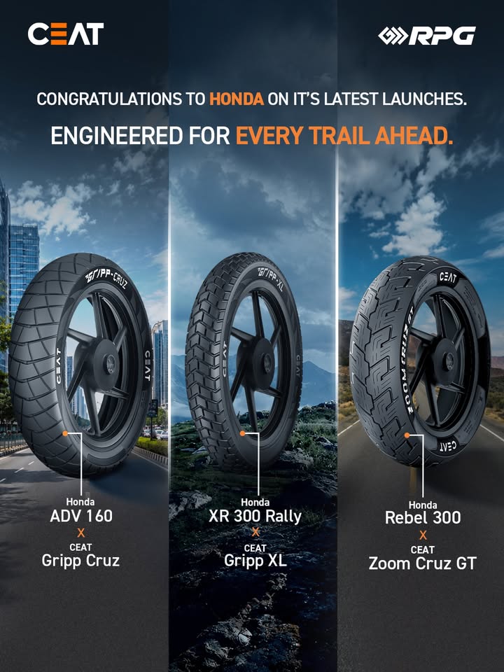 With CEAT Gripp Cruz, Gripp XL and Zoom Cruz GT, Hondas latest launches bring together purpose built tyre technology across ...