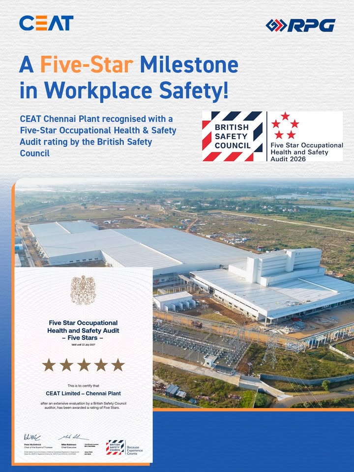 A milestone that renews our commitment CEATs Chennai Plant has earned a 5 Star rating from the British Safety Council in i...