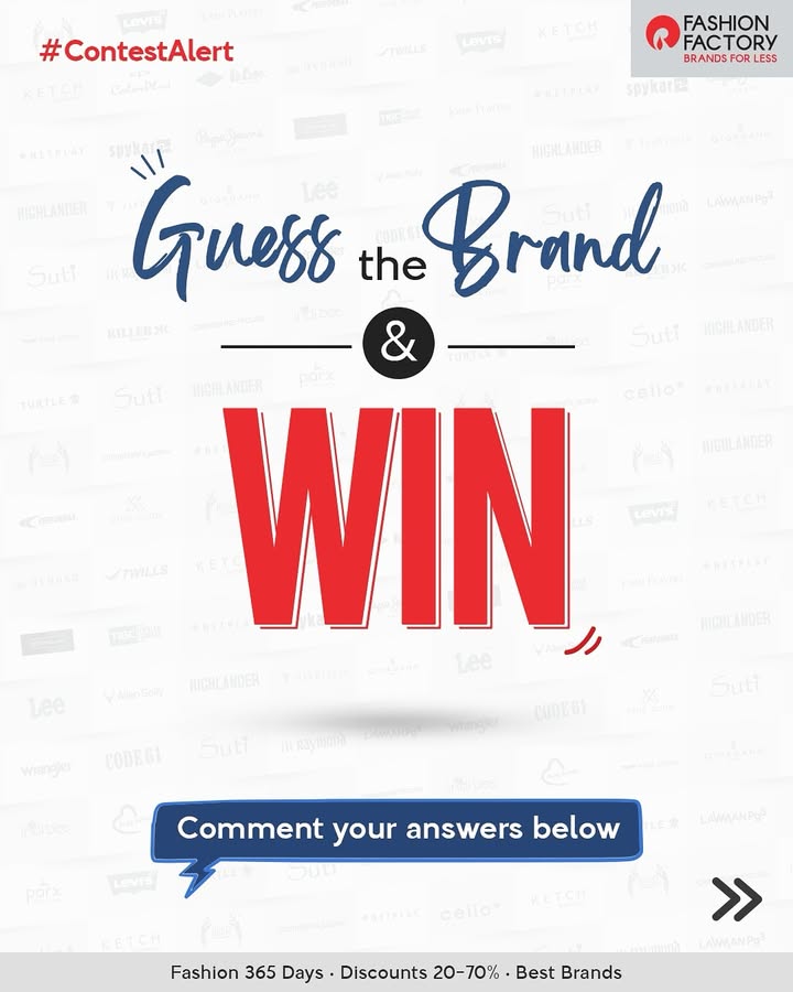 Think you know our brands Drop the names stand a chance to win exciting rewards in 3 easy steps 1 Comment your answer 2 Follow us 3 Tag 3 friends FashionFactory ContestPost GuesstheEmoji ... Think you know our brands Drop the names stand a chance to win exciting rewards in 3 easy steps 1 Comment your ...