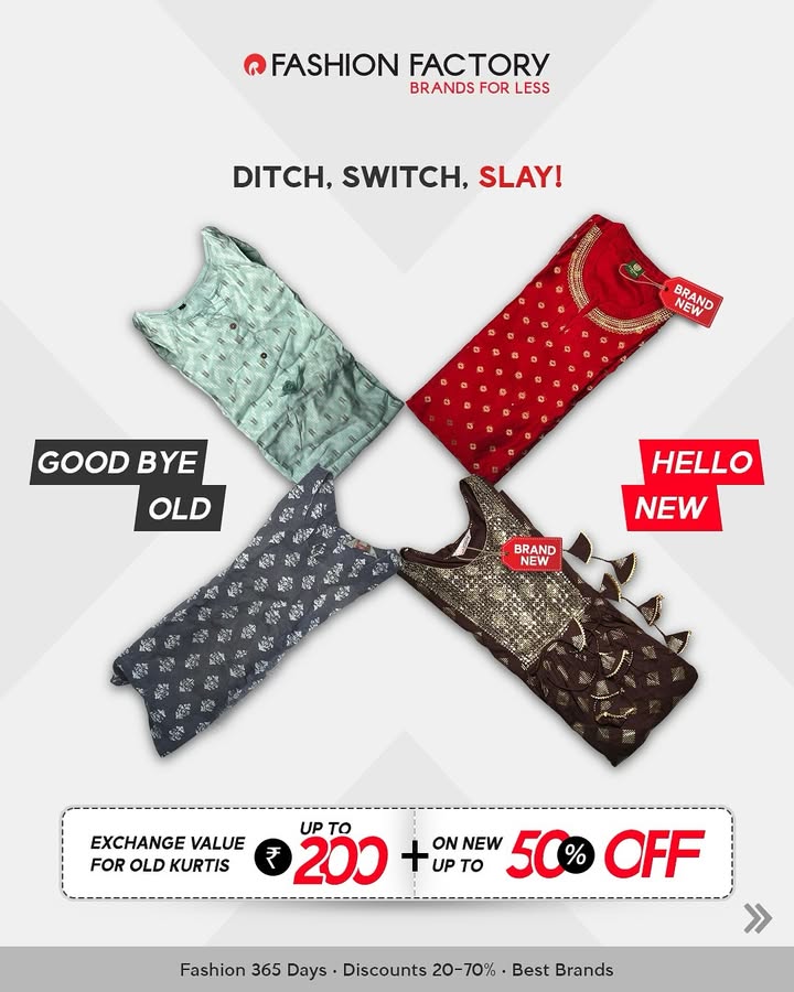 Your old Kurtis wants to retire. Give em the farewell they deserve and welcome a brand new vibe. Visit our nearest store today Your old Kurtis wants to retire. Give em the farewell they deserve and welcome a brand new vibe