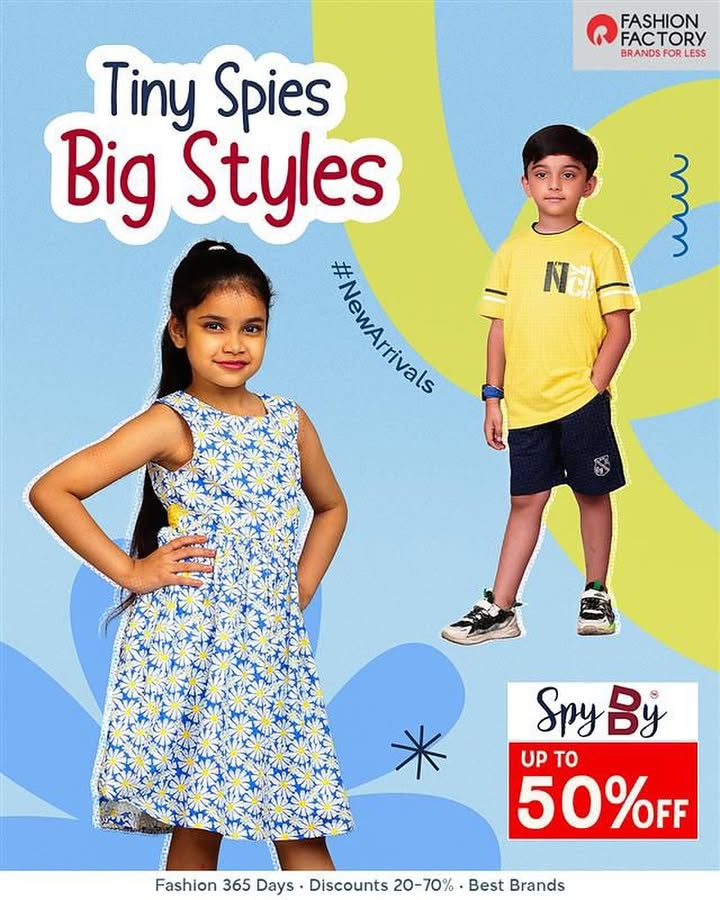 Tiny humans, big fashion alert SpyBy is up to 50 OFF only at Fashion Factory