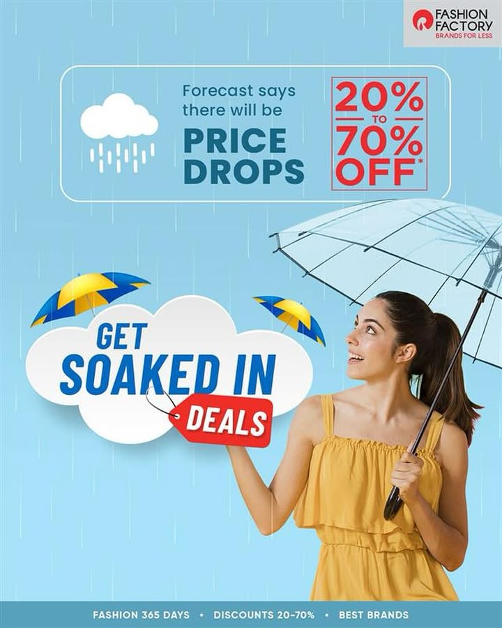 Warning Flash deals showers incoming No raincoat can stop this drip. Visit our nearest store to grab the deals now Warning Flash deals showers incoming No raincoat can stop this drip
