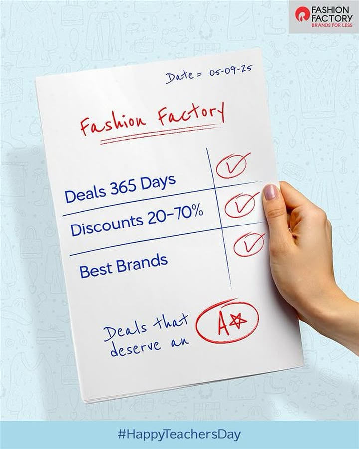 Happy Teachers Day from the toppers in discounts Visit the store Fashion 365 Days 20 70 Discount Best Brands HappyTeachersDay ToppersInDeals TeachersDaySpecial Deals365Days FashionFactory BestBrands Teachers Day, Best Deals, Best ... Happy Teachers Day from the toppers in discounts Visit the store Fashion 365 Days 20 70 Discount Best Brands ...