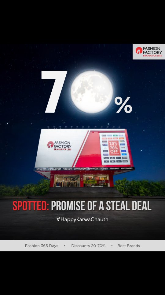Glow brighter than the moon with a perfect deal Fashion Factory wishes you a deal ightful Karwa Chauth