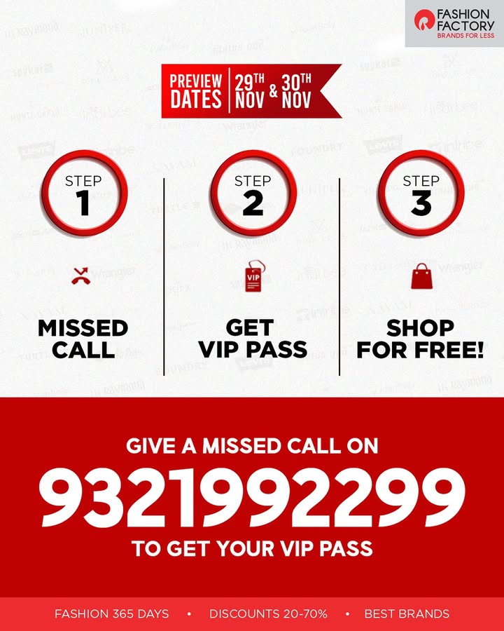 Shopping spree More like shopping free Three steps are all it takes to shop for free Give a missed call on 93...