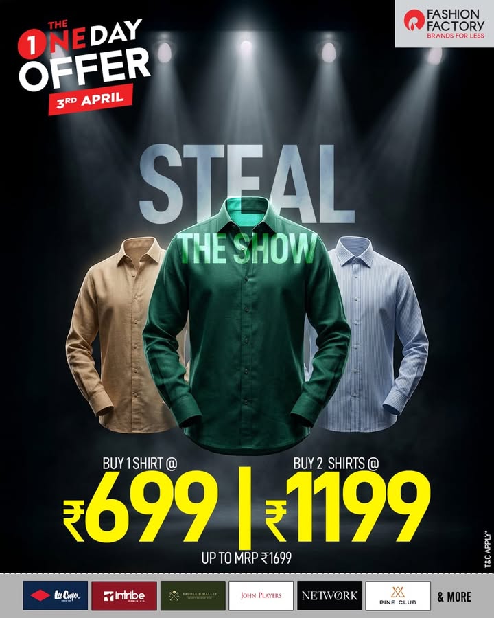 Make an entrance with shirts that dont make your wallet exit Buy 1 699 Buy 2 1199 Upto MRP 1699 At Fashion...