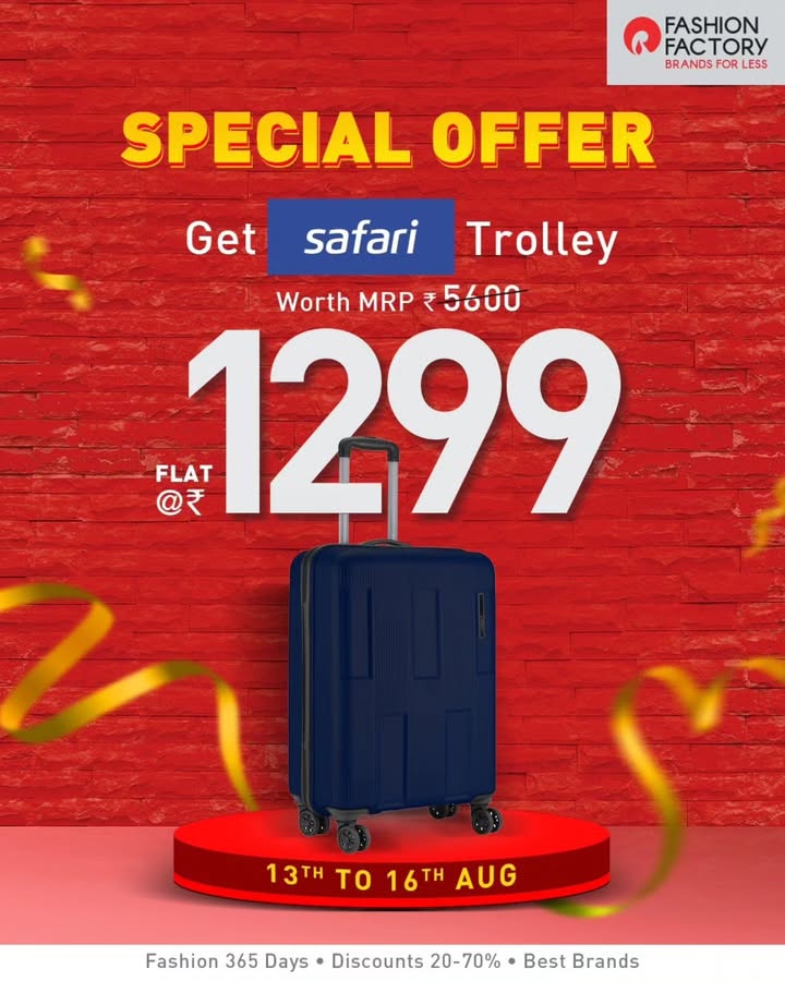 Great fashion deserves great travel companions. Shop a premium Safari trolley at an unmissable price. More styles