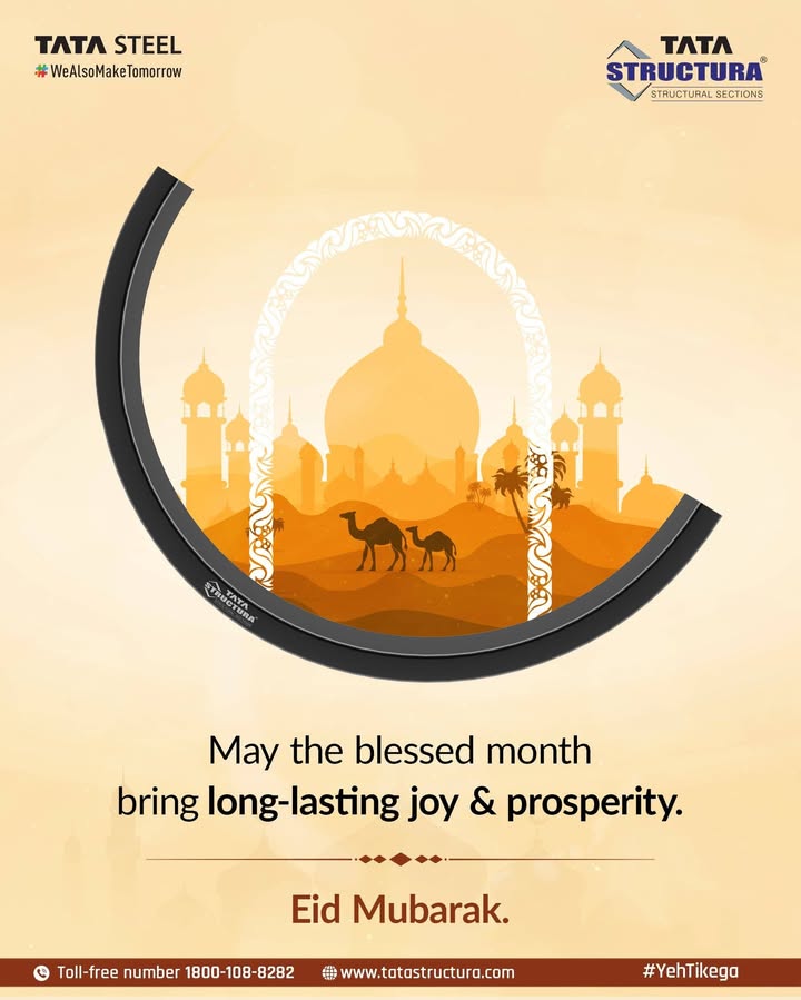 As the crescent rises, may your home be filled with light, laughter, and strength that stands the test of time. Here s to a month of joy, unity, and prosperity that lasts a lifetime. Eid Mubarak from all of us at Tata Structura As the crescent rises, may your home be filled with light, laughter, and strength that stands the test of time