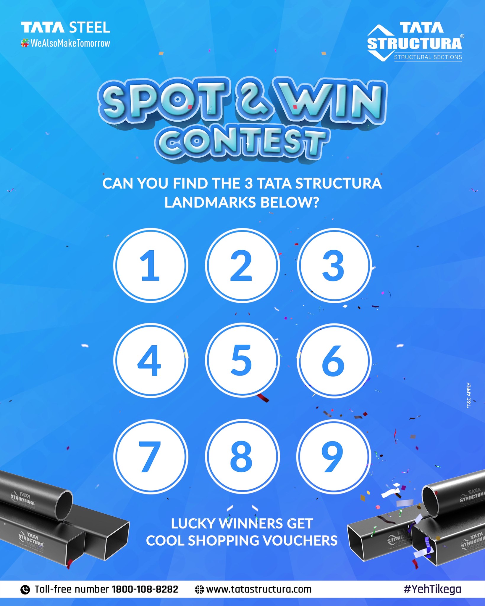  ContestAlert Spot it, win it Weve hidden 3 iconic landmarks crafted with Tata Structura. Can you..