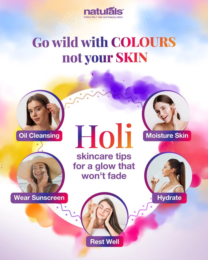 Still looking like a canvas post Holi Lets turn that rainbow into radiant skin Post Holi skin care essentials After the...