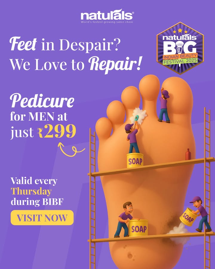Put your best foot forward every Thursday Mens pedicure, just 299. Step into Naturals Today 1