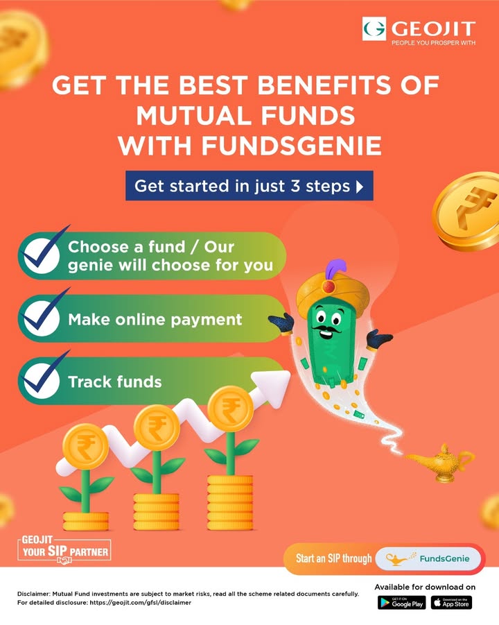 With Fundsgenie, investing in Mutual Funds has never been this easy or so personalized. Click here to take the first step in your investment journey https fundsgenie.in For detailed disclosure click here https geojit With Fundsgenie, investing in Mutual Funds has never been this easy or so personalized