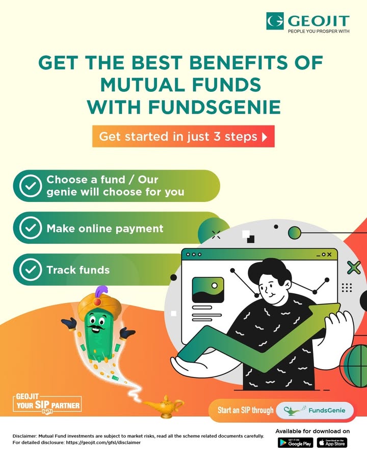 With Fundsgenie, investing in Mutual Funds has never been this easy or so personalized. Click here to take the first step in your investment journey https fundsgenie.in For detailed disclosure click here https geojit With Fundsgenie, investing in Mutual Funds has never been this easy or so personalized