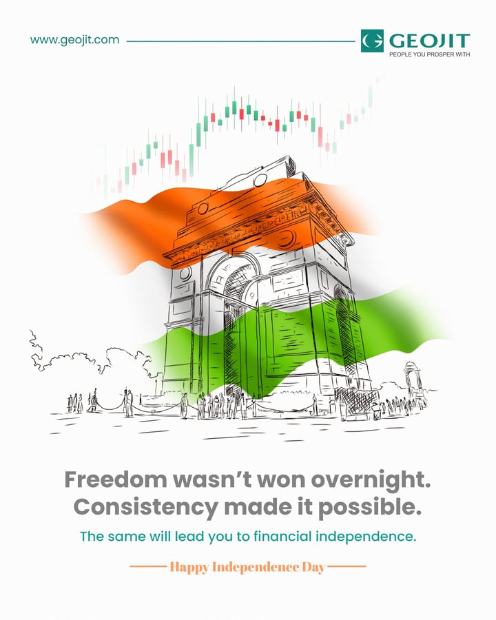 This Independence Day, take the first step toward your goals. Start small, stay disciplined, and let time and compounding do the rest. Keep investing till you reach your goals through FundsGenie by Geojit Visit https fundsgenie This Independence Day, take the first step toward your goals