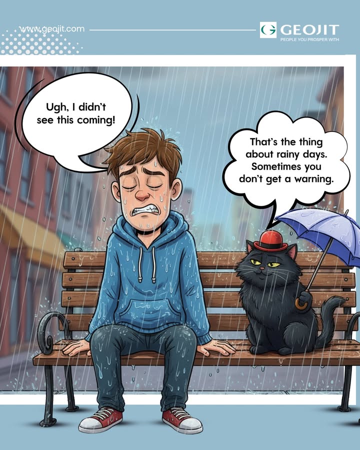 Rainy days are unpredictable... but your investments dont have to be. Start your Rainy Day Fund through Geojit Mutual Funds App, so you can stay prepared for lifes unexpected moments Its flexible,Simple, and Growing steadily in the background Rainy days are unpredictable... but your investments dont have to be