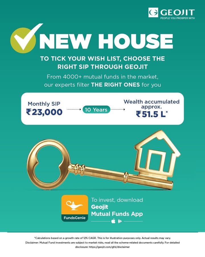 Dreaming of your own home sweet home Accelerate your journey to home ownership with the power of SIP To start SIP https fundsgenie.in For detailed disclosure click here https geojit Dreaming of your own home sweet home Accelerate your journey to home ownership with the power of SIP To start SIP https ...