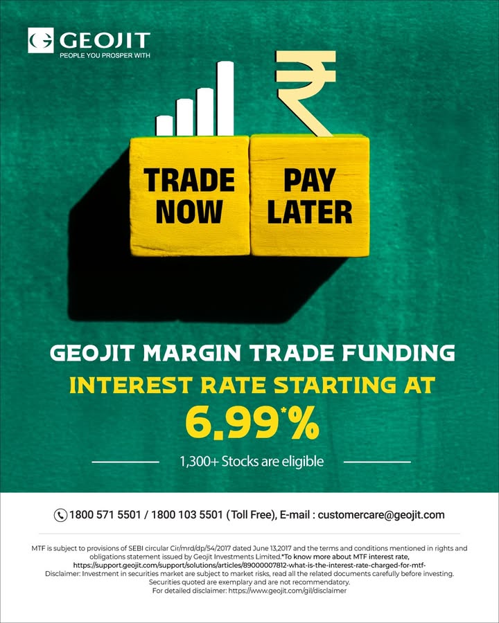 Trade Now. Pay Later. With Geojit Margin Trade Funding, take advantage of market opportunities with the flexibility to pay later at interest rates starting from 6 Trade Now. Pay Later