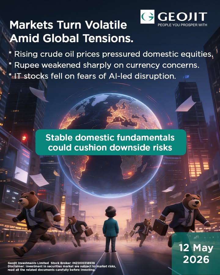 Markets stayed volatile amid rising crude prices, rupee weakness, and global tensions