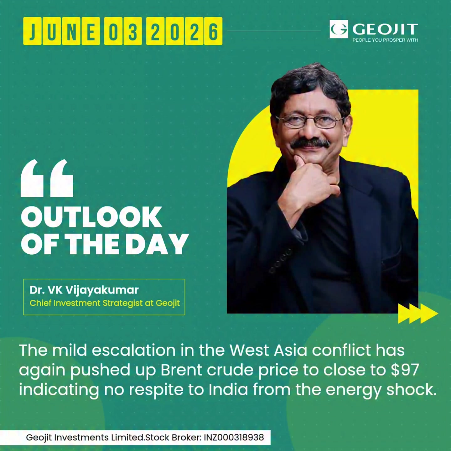  The mild escalation in the West Asia conflict has again pushed up Brent crude price to close to 97 indicating no respit...