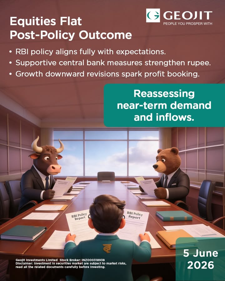 Domestic equities closed flat today as the market digested the RBI monetary policy outcome