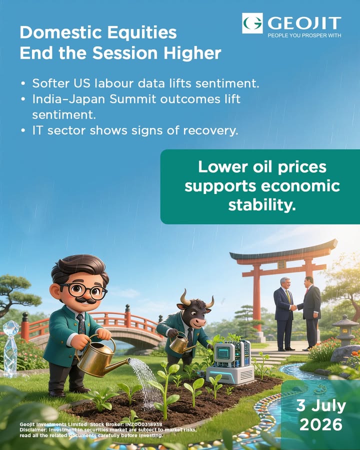 Domestic markets closed higher, supported by global cues and expectations of lower rates following softer US labour data