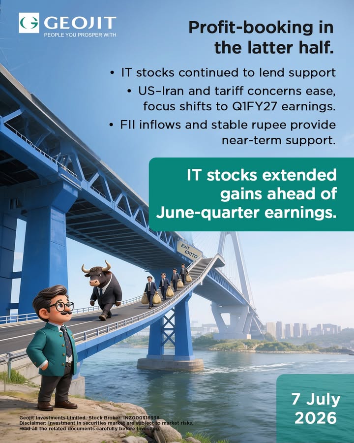 While profit booking emerged in the latter half, IT stocks continued to lend support