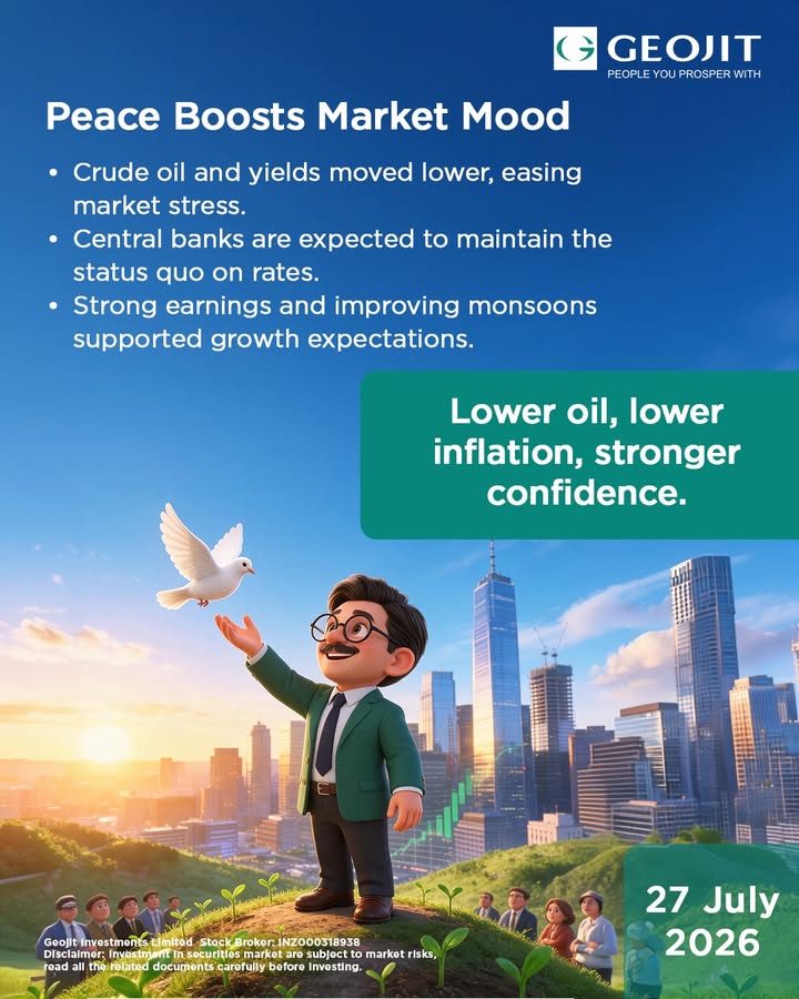 Easing West Asia tensions, lower oil prices, and expectations of stable interest rates boosted market sentiment