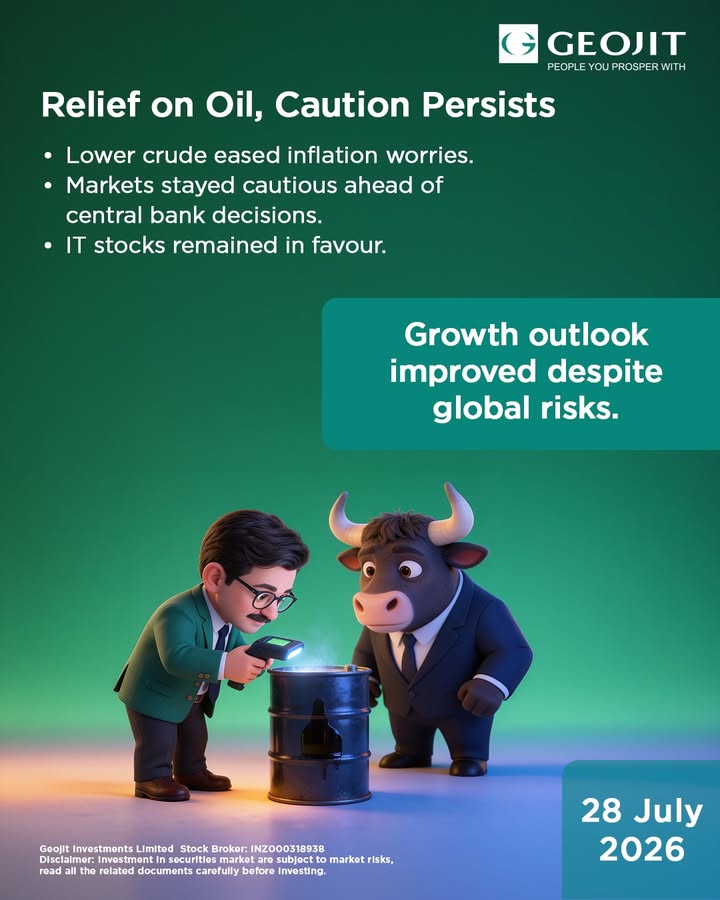 Lower crude oil prices provided welcome relief by easing inflation concerns, though investors remain cautious ahead of key p...